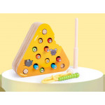 Drevená Montessori hračka – Syr s červíkmi